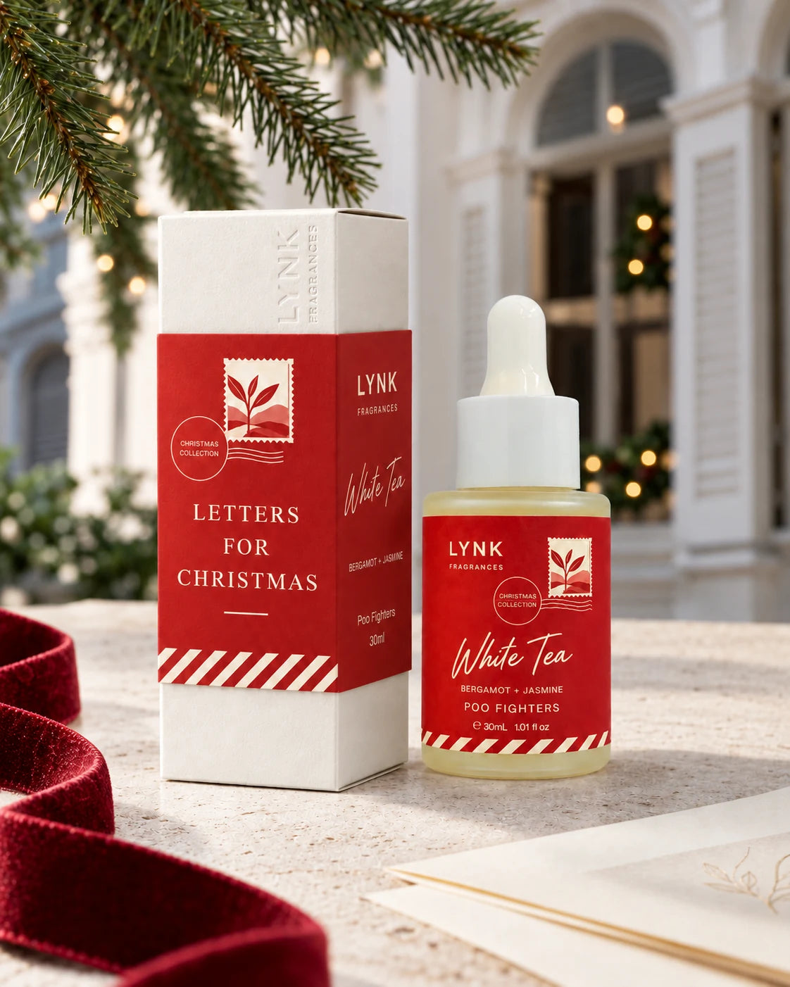 White Tea Poo Fighters in a festive Christmas still life