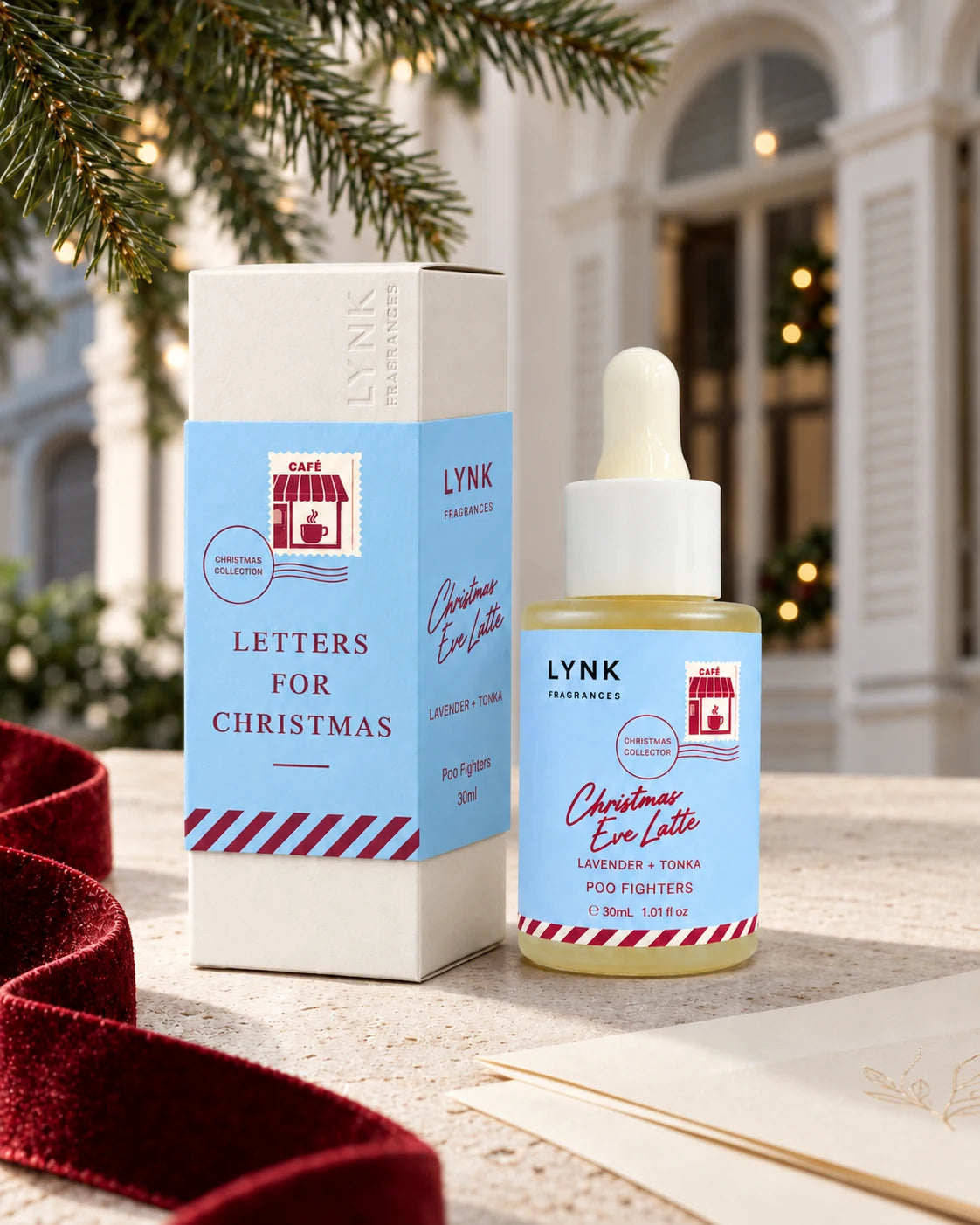 Christmas Eve Latte Poo Fighters in a festive Christmas still life