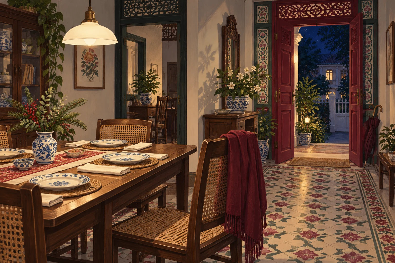 The familiar warmth of a home ready to welcome someone.